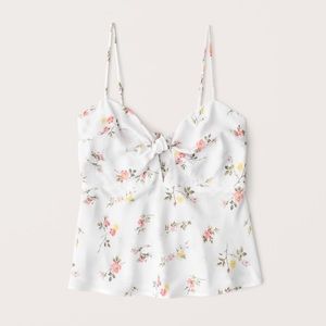 ABERCROMBIE knot front white floral flowy cami size medium NWT